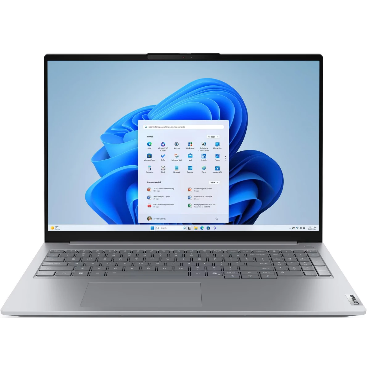 Ноутбук Lenovo Thinkbook 16 G9 IRL (21US006FGQ-Win11P) Core 7 240H 32Gb SSD1Tb Intel Graphics 16" IPS WUXGA (1920x1200) grey WiFi BT Cam