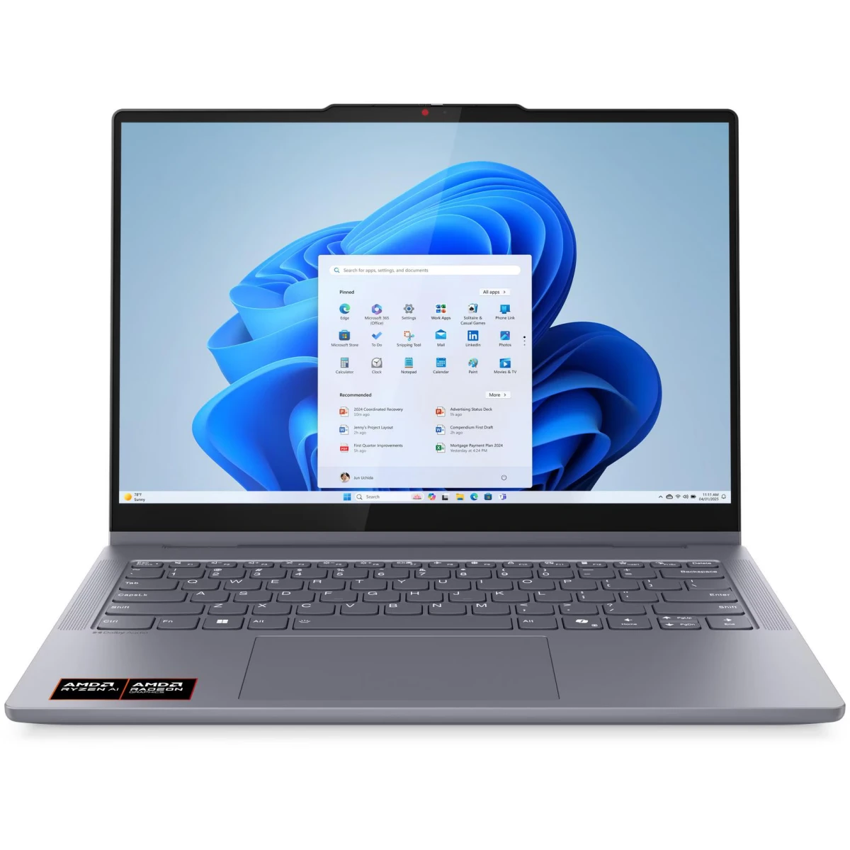 Ноутбук Lenovo IdeaPad 5 2-in-1 14AKP10 (83KT0056RK) Ryzen AI 5 340 16Gb SSD 512Gb AMD Radeon 840M Graphics 14 WUXGA IPS TS Cam 57Вт*ч No OS Серый