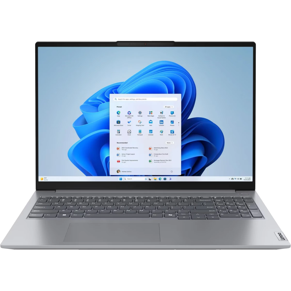 Ноутбук Lenovo ThinkBook 16 G7 ARP (21MW009VAK) 16"WUXGA IPS, AMD R5-7535HS, 16Gb, 512Gb SSD, FHD Cam+IR, 45Whr, no OS, серый